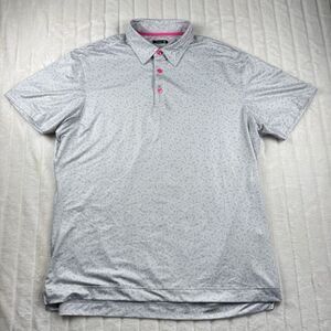 SWAG Golf Polo Shirt Men 2XL Gray White All Over Print Skull Performance Stretch